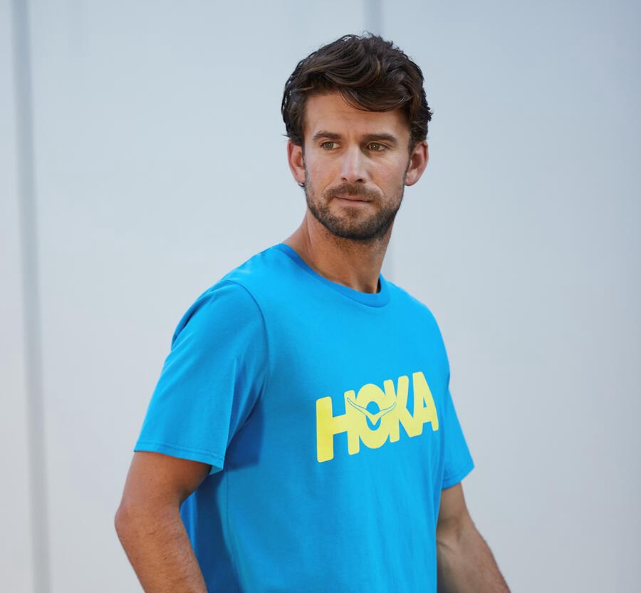 Hoka One One Tee Mens Blue - Brand - 41309LNGR